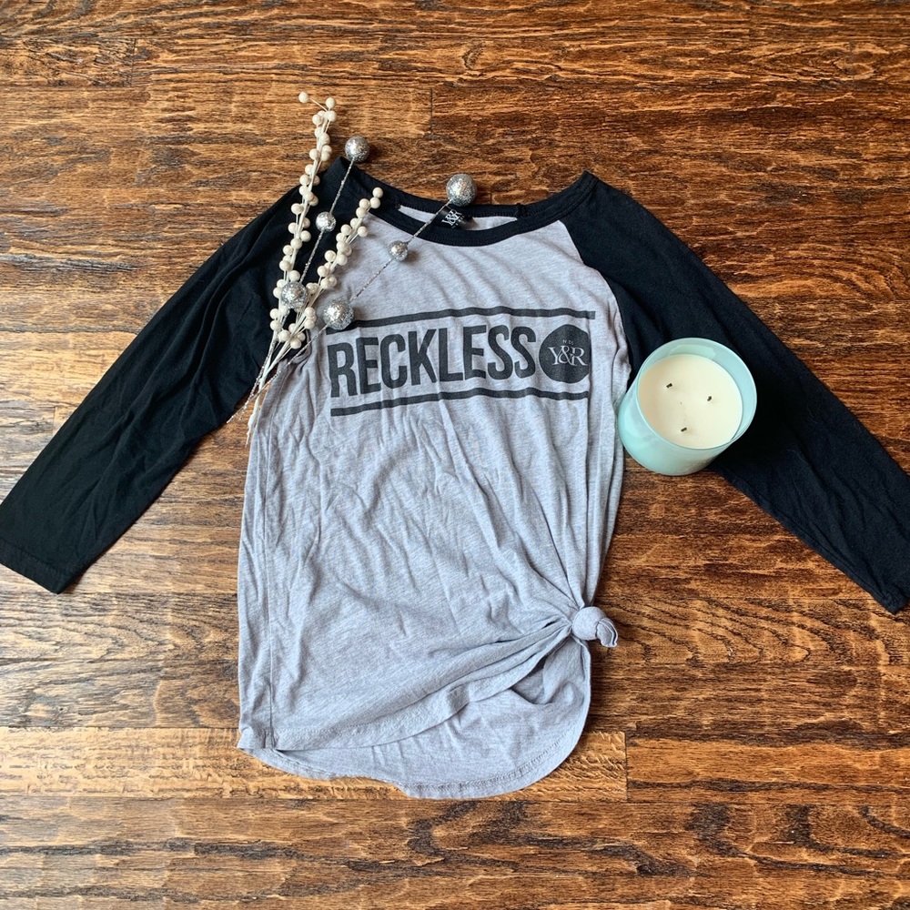 Black and grey reckless 3/4 sleeved shirt
